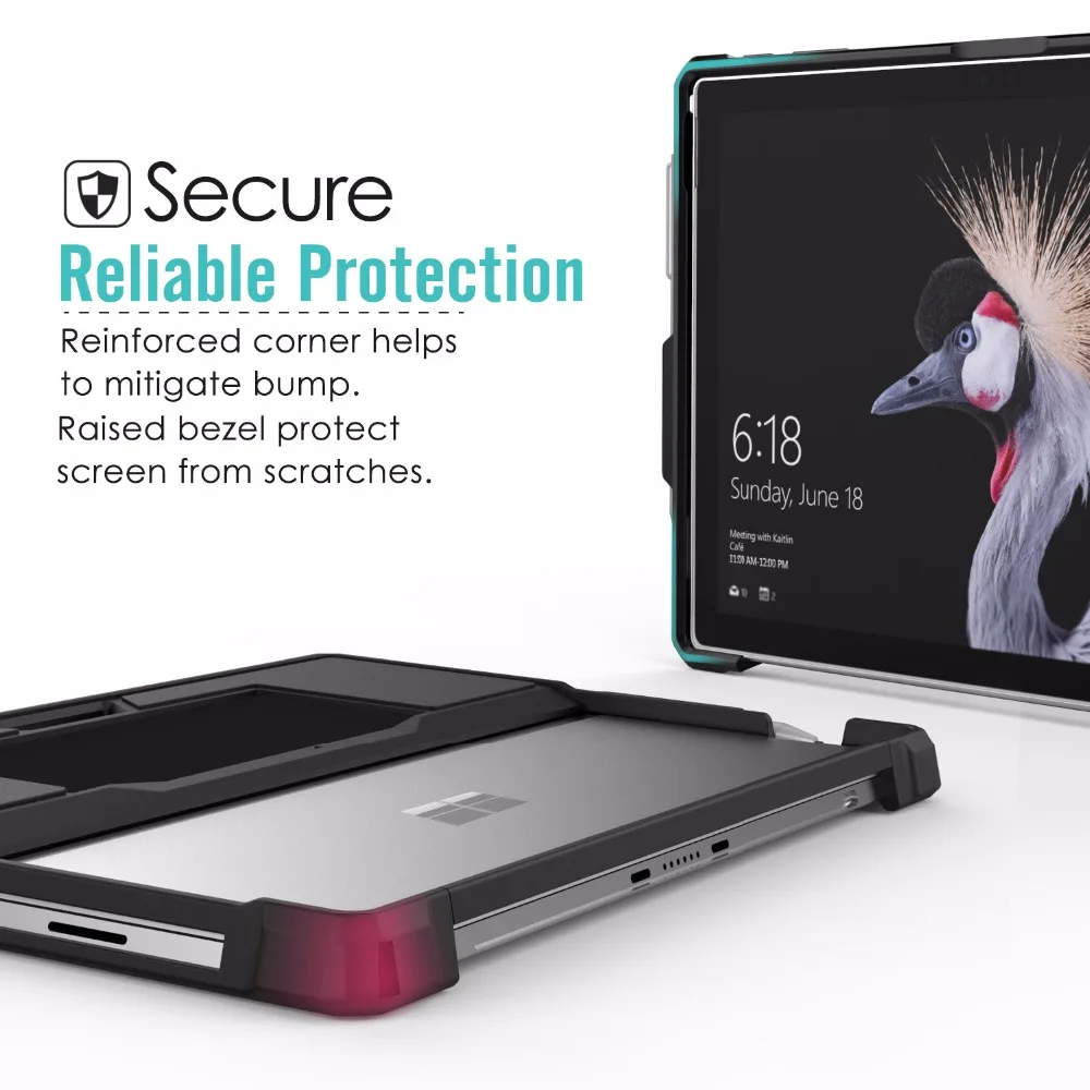 Чехол MoKo для microsoft Surface Pro 7/Pro 6/Pro 5/Pro /Pro 4/Pro LTE, Защитный Прочный чехол с держателем для ручек