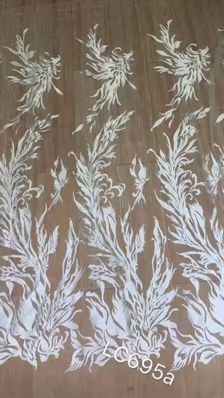 

2018 Beautiful African Lace Fabric flower laceHigh Quality Nigeria Mesh Lace/ French Tulle Beaded Lace fabric ZC21