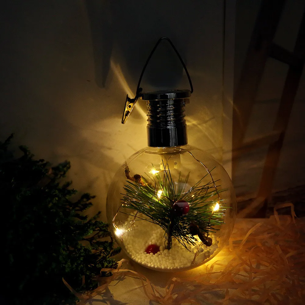 Solar Powered Christmas Copper Wire Suspension Bottle Decoration Light Outdoor Sun Copper Wire Spherical Bulb Suspension Lamp