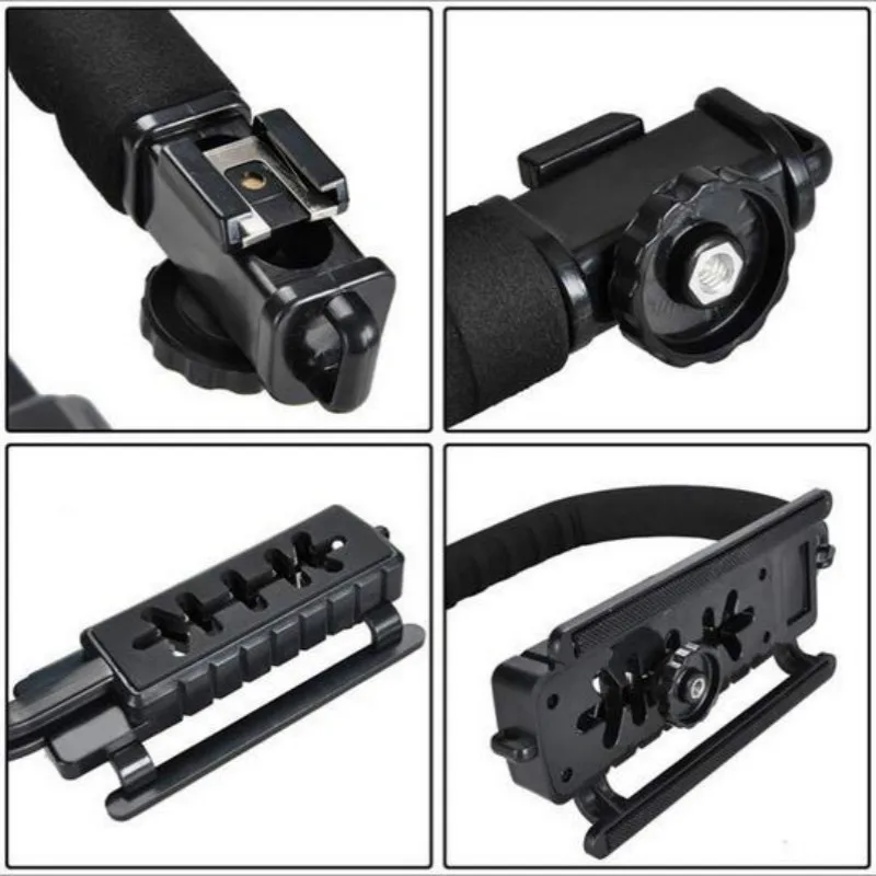 U-образное крепление с тройным башмаком для видеокамеры DSLR, ручка для видеокамеры, стабилизирующая ручка, Аксессуары для фотографии для большинства камер