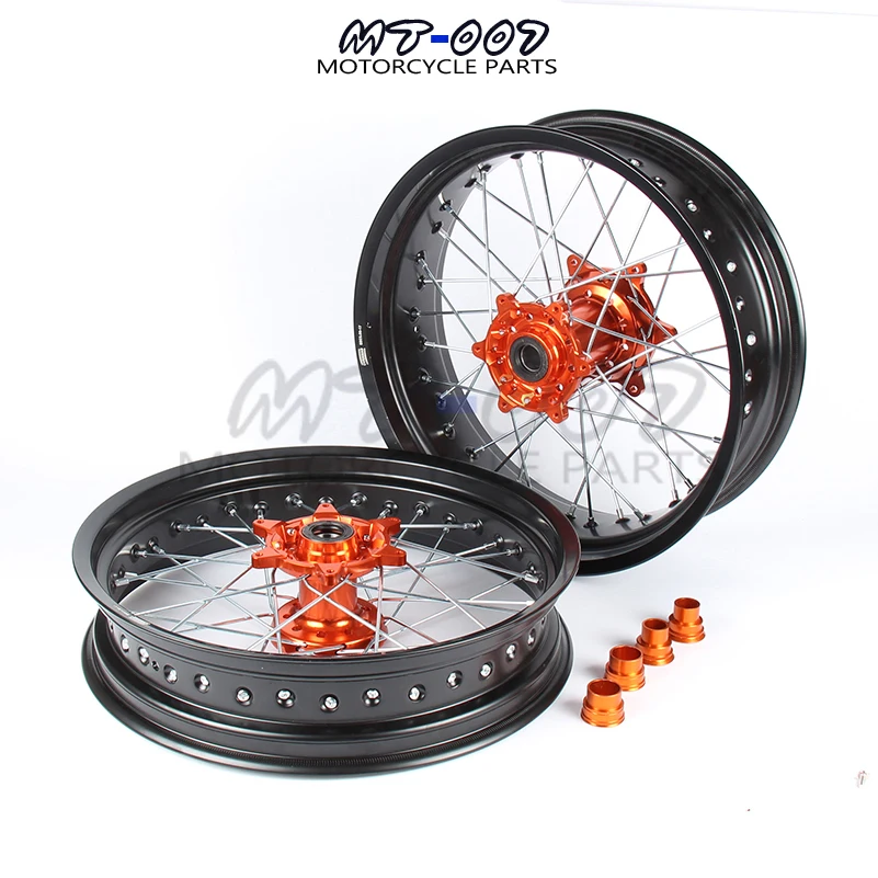 3,5/5,0*1" Supermotard колеса оранжевый концентратор черным ободком для SXF EXC-R XC-F SX EXC 300 450 125 250 350 530 2003- 2008 2007