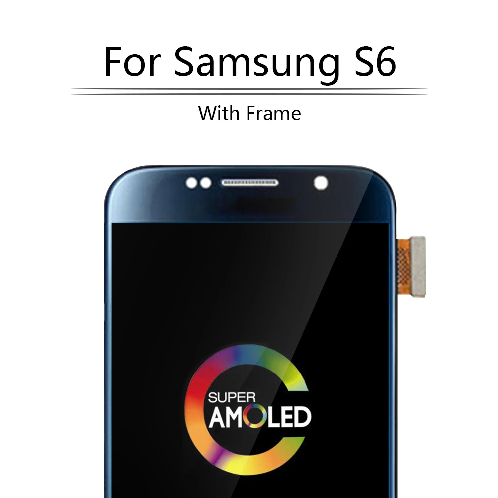 5," AMOLED для samsung Galaxy S6 G920A G920F, ЖК-дисплей, дигитайзер, сенсорный экран с рамкой для samsung S6, ЖК-дисплей G920F, ЖК-дисплей