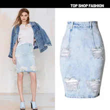 Новинка Весна кутюр Тонкий пакет бедра Тяжелая вода мыть отверстие джинсовая юбка Сексуальная задняя V