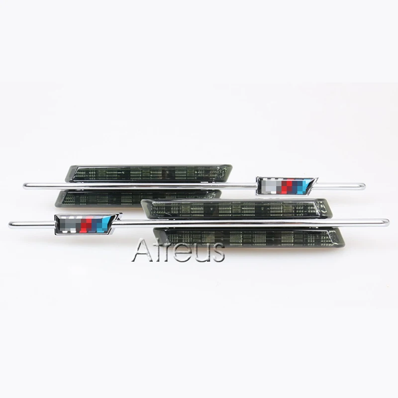 Atreus 2X светодиодный Fender сторона поворотники для BMW E60 E61 E81 E82 E87 E88 E90 E91 E92 E93 Автомобильный светодиодный габаритные огни 12В M логотип - Цвет: Black