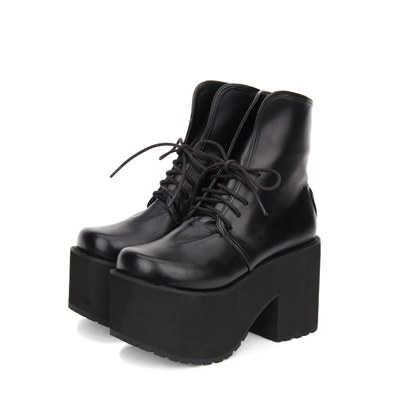 flat leather platform ankle boots