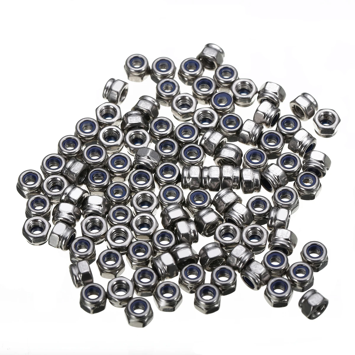 100pcs M3 Nylon Insert Locking Nut Stainless Steel Screw Lock Hexagon Hex Nuts Mayitr For Hardware Accessories
