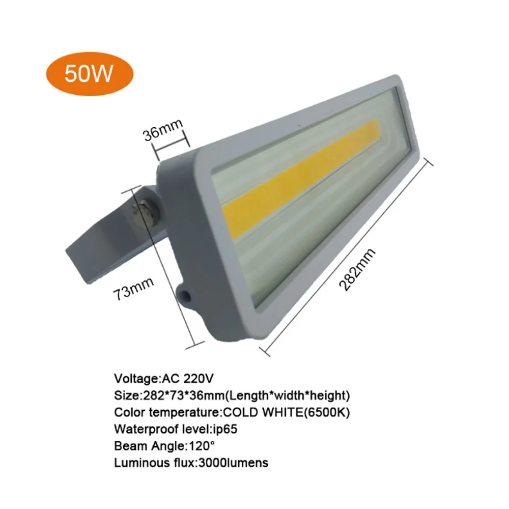 Светодиодный прожектор светильник Светодиодный точечный светильник 50 Вт 220 В IP65 водонепроницаемый наружный настенный светильник-отражатель холодный белый светильник садовый квадратный прожектор светильник - Испускаемый цвет: White 50W AC 220V