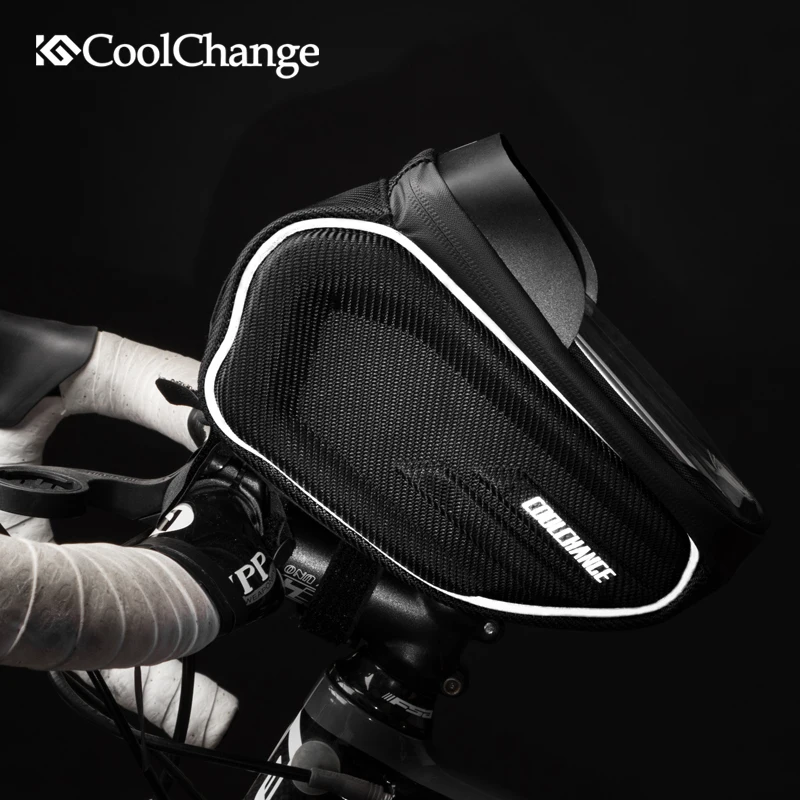 Discount CoolChange Bicycle Bag Waterproof Touch Screen Cycling Handlebar Bag Reflective Top Tube Frame Phone Bag MTB Bike Accessories 5