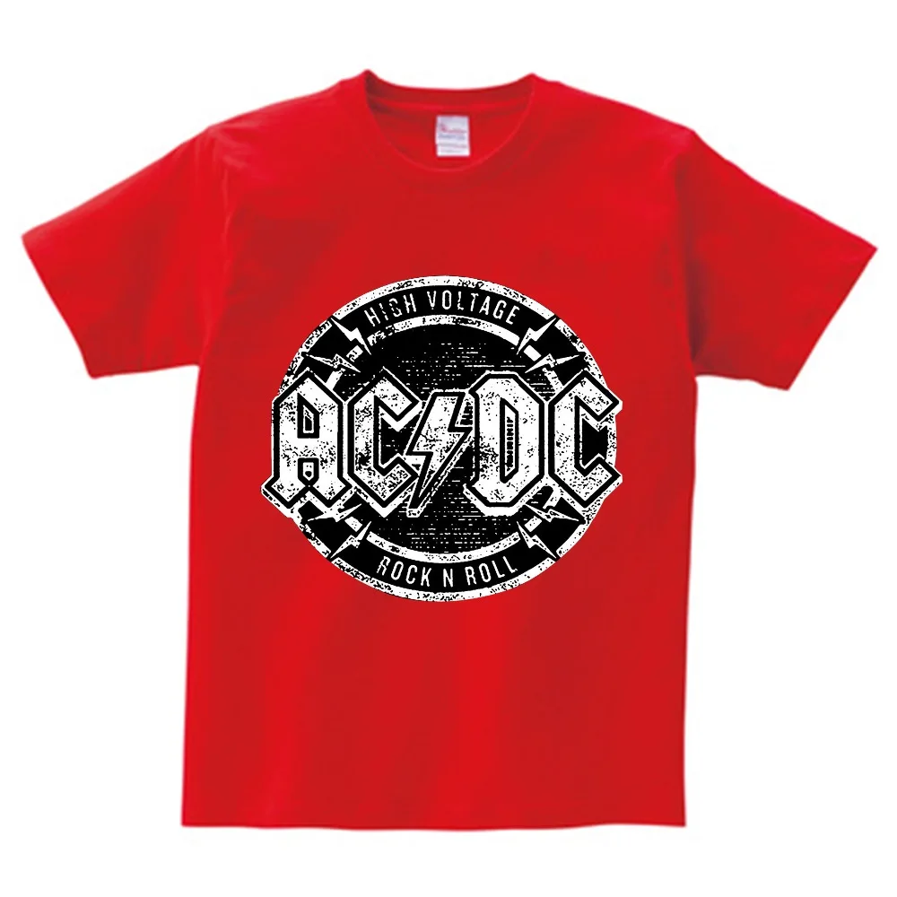 2019 Summer new hot kids Band Rock T shirt O Neck Short red T Shirt ACDC Graphic Heavy Metal