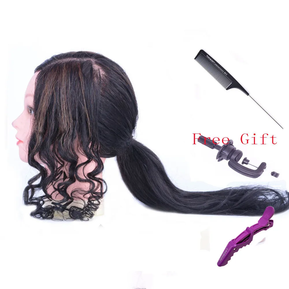 

Salon 100% Real Human Hair Mannequin head Practice Training Head Cosmetology Mannequin Head Manikin Doll Head Free Clamp