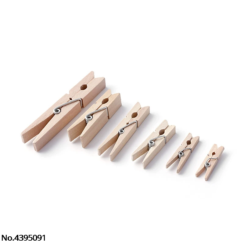 

50pcs 25-72MM Natural Wooden Clothes Photo Paper Peg Clothespin Craft Clips