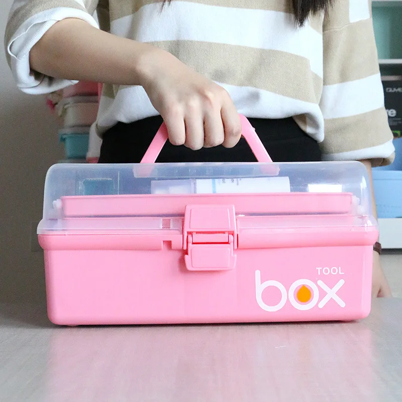 Three-Tier Medicine Box For First Aid Kit Plastic Folding Medical Chest Organizer For Makeup Stationery Storage Boxes