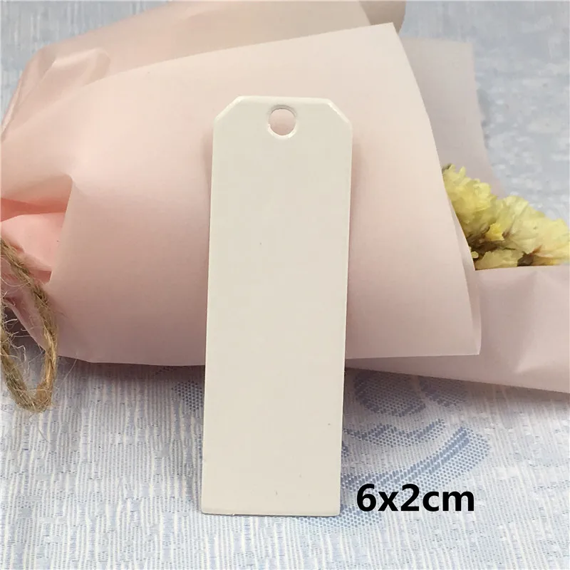 white 100 шт 6*2 см DIY крафт-бумажные бирки этикетка на голову багаж Свадебная вечеринка коробки для конфет/сумки/бутылки декор для упаковки бирка - Цвет: white