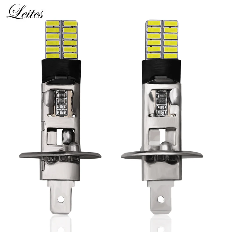 2 шт. 24 светодиодный 4014 SMD H1 H3 Автомобильный сменные светодиодные лампы для авто