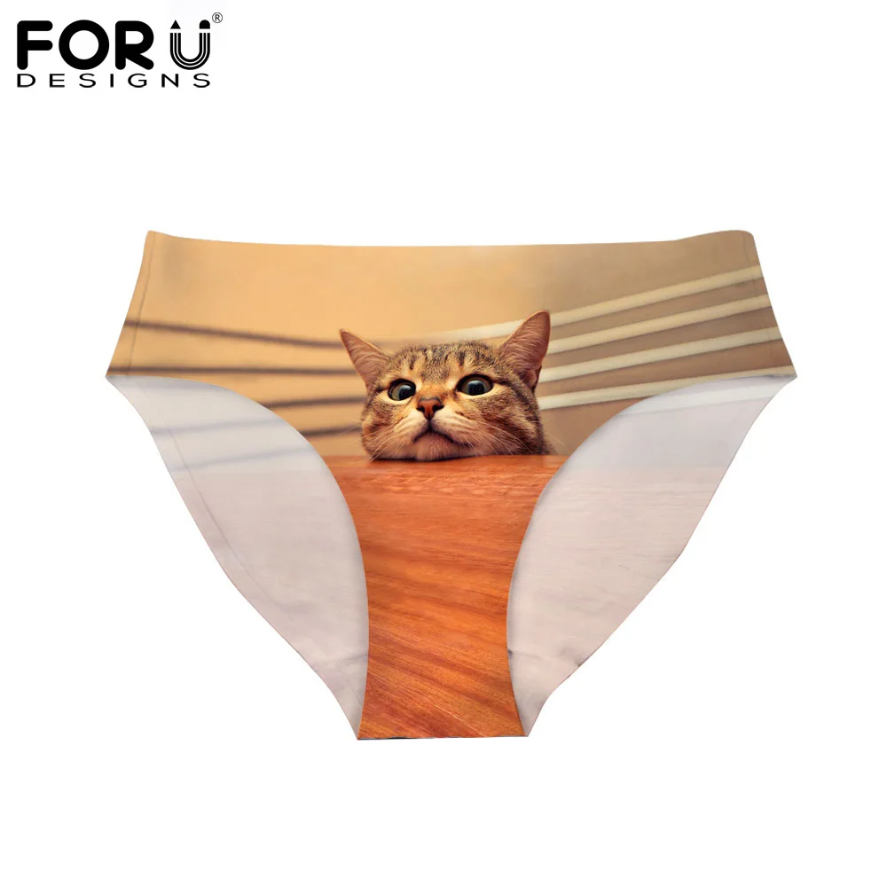

FORUDESIGNS Cute Animal Cat Printed Panties Women Seamless Pants Female Clothing Waist Trainer Sexy Underwear Lingerie Calcinhas