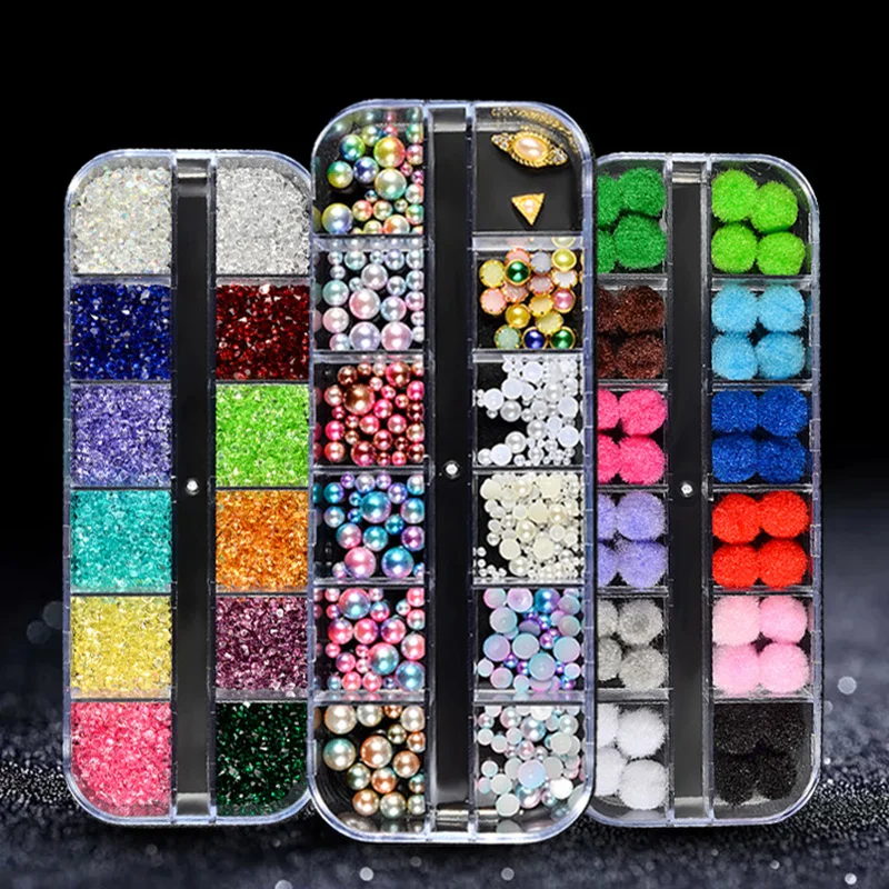 1 BOX Colorful Crystal AB Mix Nail Rhinestone Multi size Flat Back ...