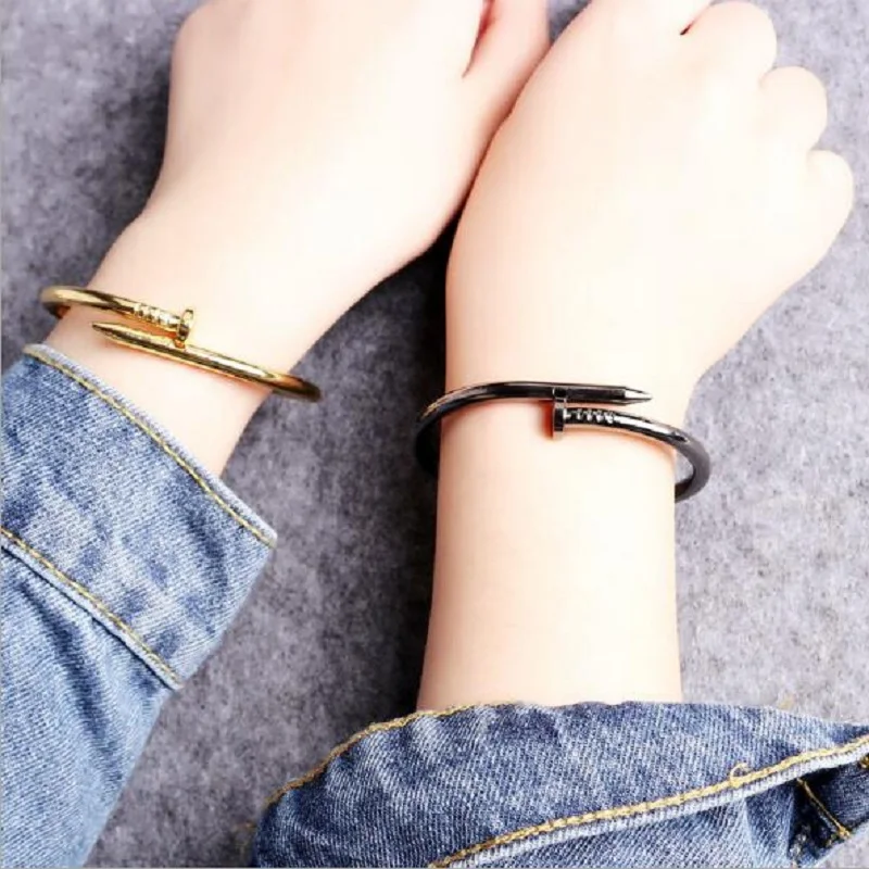 2019 Simple Titanium Steel Stainless Steel Nails Bracelet Ring Bangles Punk For Women Men Best Gift Jewelry