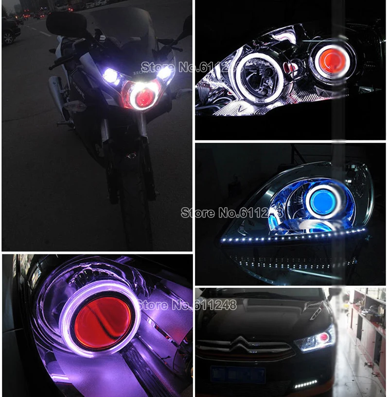 1 шт. автомобильный мотоцикл 12 в RGB объектив Devil Eyes авто светодиодный цветной яркий демон глаз фары объектив украшения Многофункциональный светодиодный 6 цветов