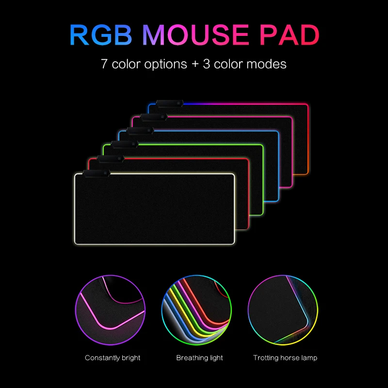  Large LED RGB Mouse Pad USB Wired Lighting Gaming Gamer XL Mousepad Keyboard Mat For Computer Overw