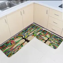 2 шт Кухня подстилки и коврики комплект красочное Дерево жизни украшение для дома Нескользящие Спальня Коврики Дверные для гостинной