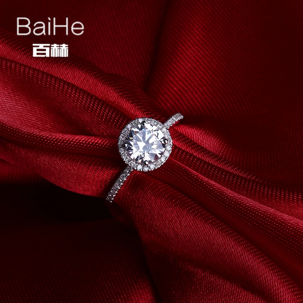 BAIHE Solid 14 K белое золото(AU585) 3.7CT Сертифицированный безупречный/круглый подлинный AAA Градуированный кубический цирконий; для помолвки женское модное кольцо