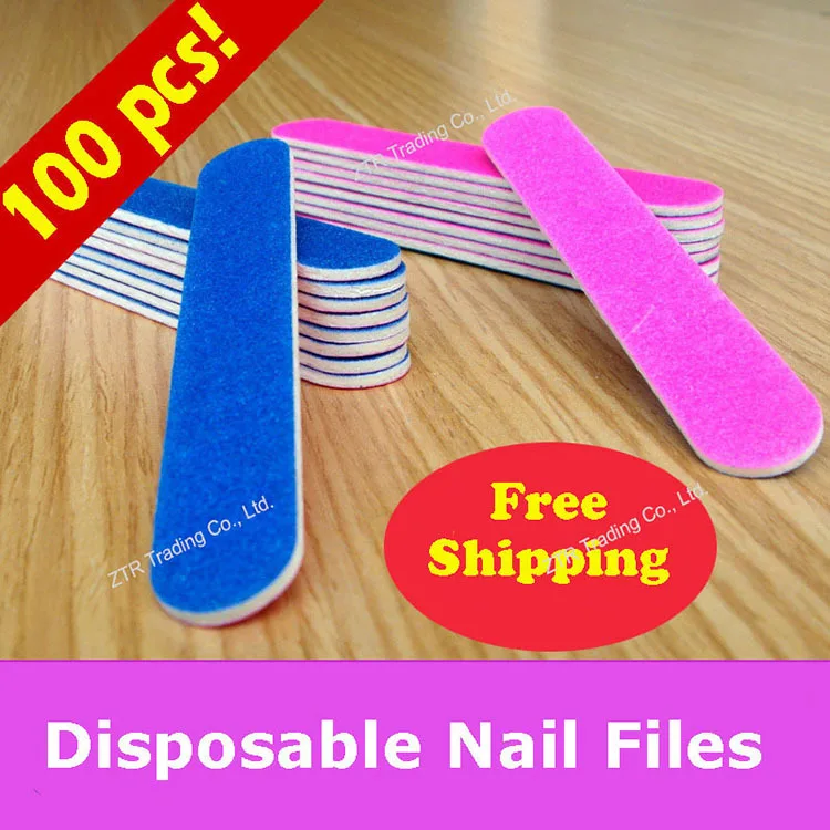 

100pcs Nail Files for nail art Artificial Nail Tips Tools disposable cuticle remover Sandpaper Buffers Slim Crescent Grit callus