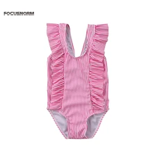 Цельный купальник для девочек, новинка года, летний купальный костюм в полоску для новорожденных девочек, купальник, бикини, купальный костюм для малышей, купальный костюм для младенцев от 0 до 24 месяцев