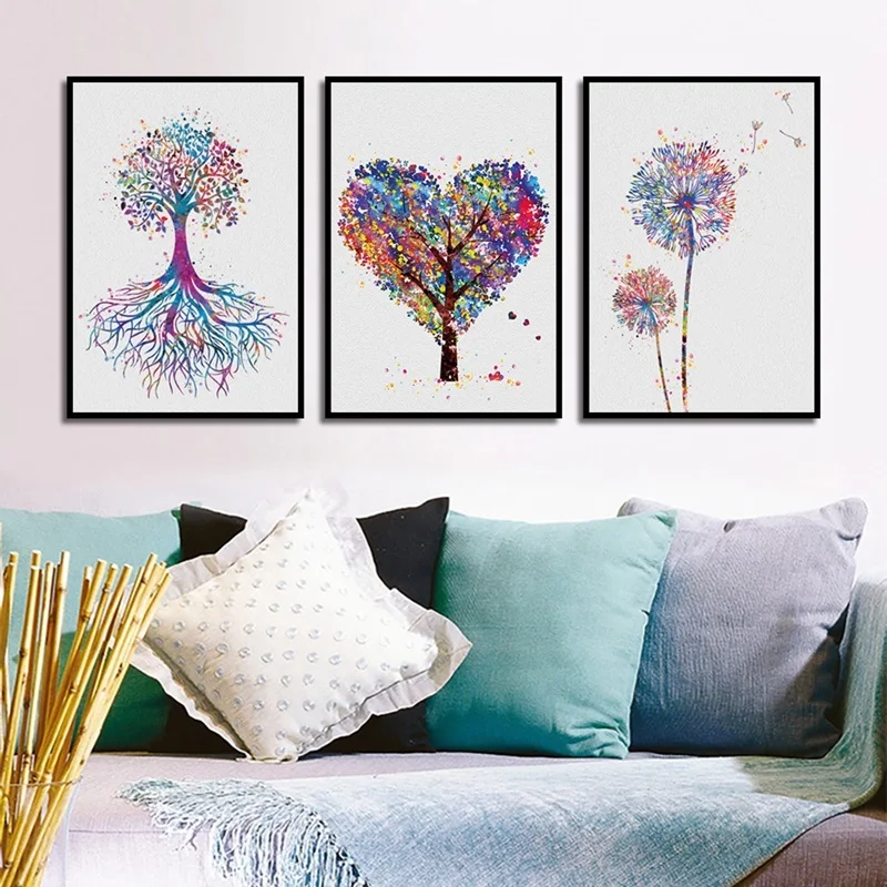 

Nordic Decoration Home Art Poster Small Fresh Creative Tree Dandelion Abstract Landscape Canvas Painting Bedroom Wall Picture