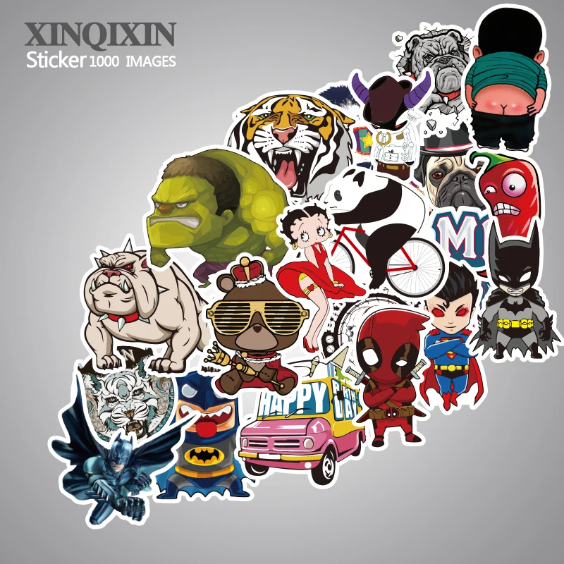 1000PCS Fashion cool stickers Travel Suitcase Wall Pencil Box Bike Phone Sliding Plate mixed graffiti Styling