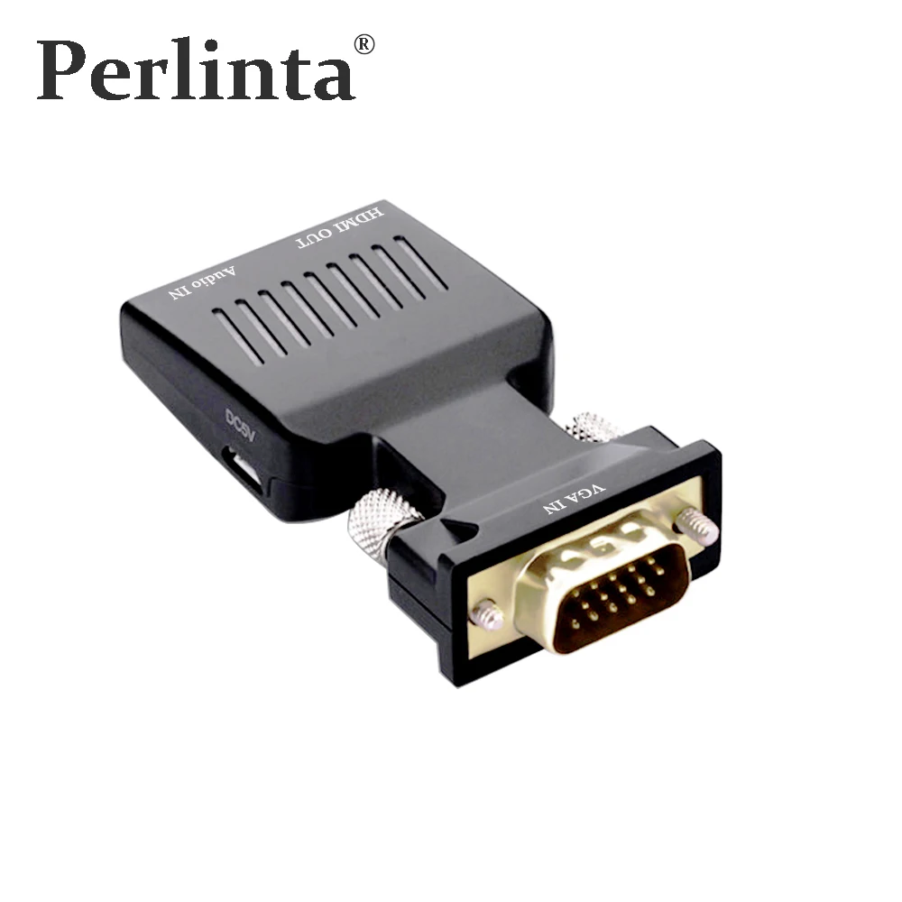 

Perlinta Active VGA to HDMI Converter Adapter With Audio 1080P for PC laptop to HDTV Projector