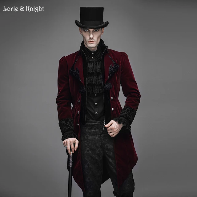 Gentleman Velvet Gothic Baroque Vintage Victorian Trench Coat Winter