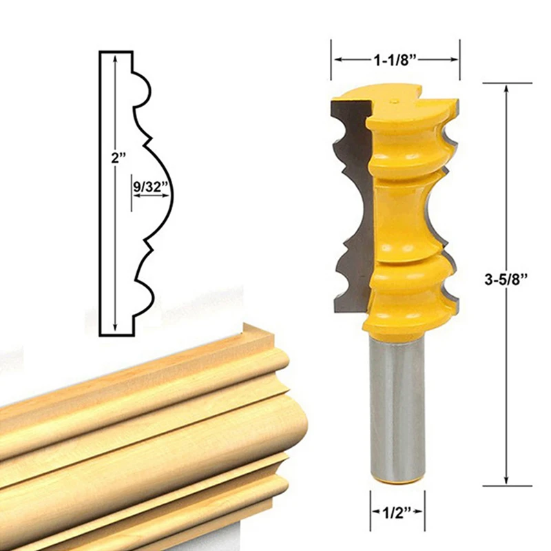 

New 1pcs 1/2" Shank Router Bit Milling Cutters Molding Trimming Tool for Woodworking Wooden Door Shape Cutter Knife