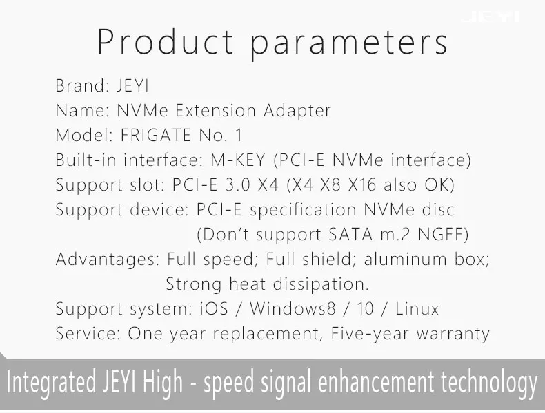 JEYI фрегат № 1 M.2 NVMe SSD NGFF к PCIE 3,0X4 адаптер M ключ интерфейсная карта Suppor PCI-Express x4 2280 Размер m.2 полная скорость