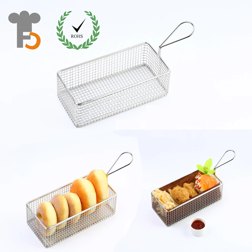 Stainless Steel French Fries Net Fry Deep Fryer Basket Rectangle F0105