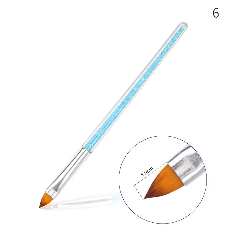 7 видов стилей Стразы акриловая ручка кисти дизайн ногтей линия цветок живопись УФ Гель-лак для ногтей покрытие формирование плоский вентилятор угол ручка - Color: 6