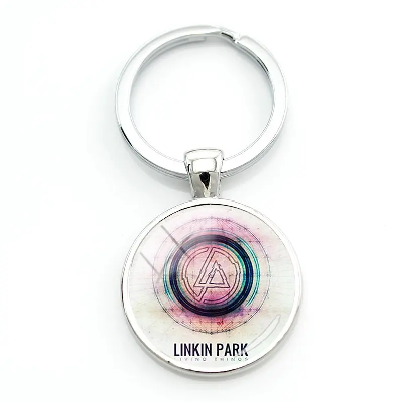 JWEIJIAO, модный брелок Linkin Park, рок-группа, логотип, цепочка для ключей, круглый стеклянный габошон, Купольные вентиляторы, индивидуальные Сувенирные ювелирные изделия LK21 - Цвет: LK22