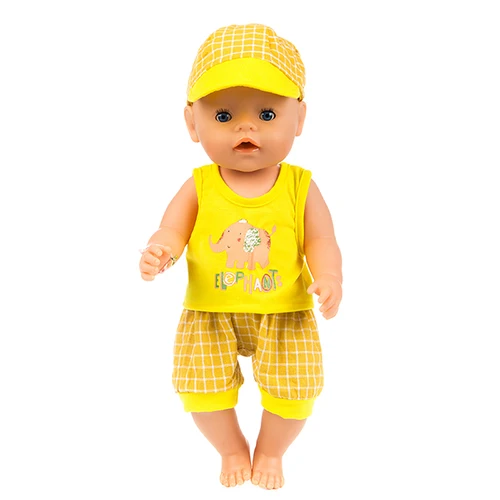 Спортивный комплект+ шляпа, Одежда для куклы, подходит для новорожденных 43 см, кукла, аксессуары для кукольной одежды для 17 дюймов, кукла - Цвет: 1