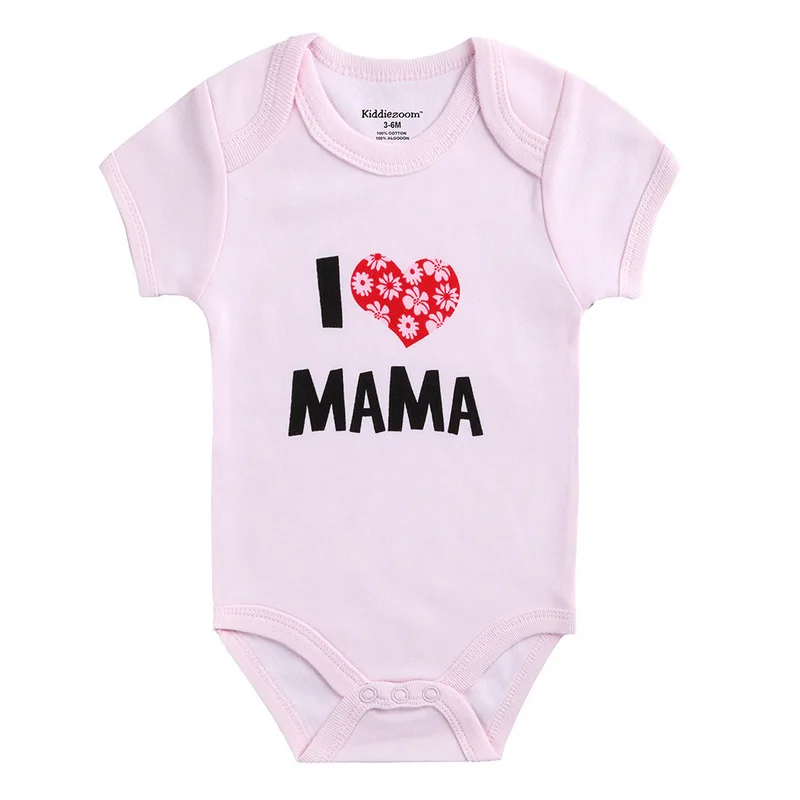 Kiddiezoom брендовая одежда для малышей Одежда для новорожденных с короткими рукавами Летний комбинезон для младенцев комбинезон хлопок боди костюм - Цвет: pink i love mama18