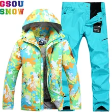 GSOU снег бренд лыжный костюм Мужская лыжная куртка брюки зимние водонепроницаемые лыжные костюмы Сноубординг наборы Спорт на открытом воздухе Мужская Снежная одежда