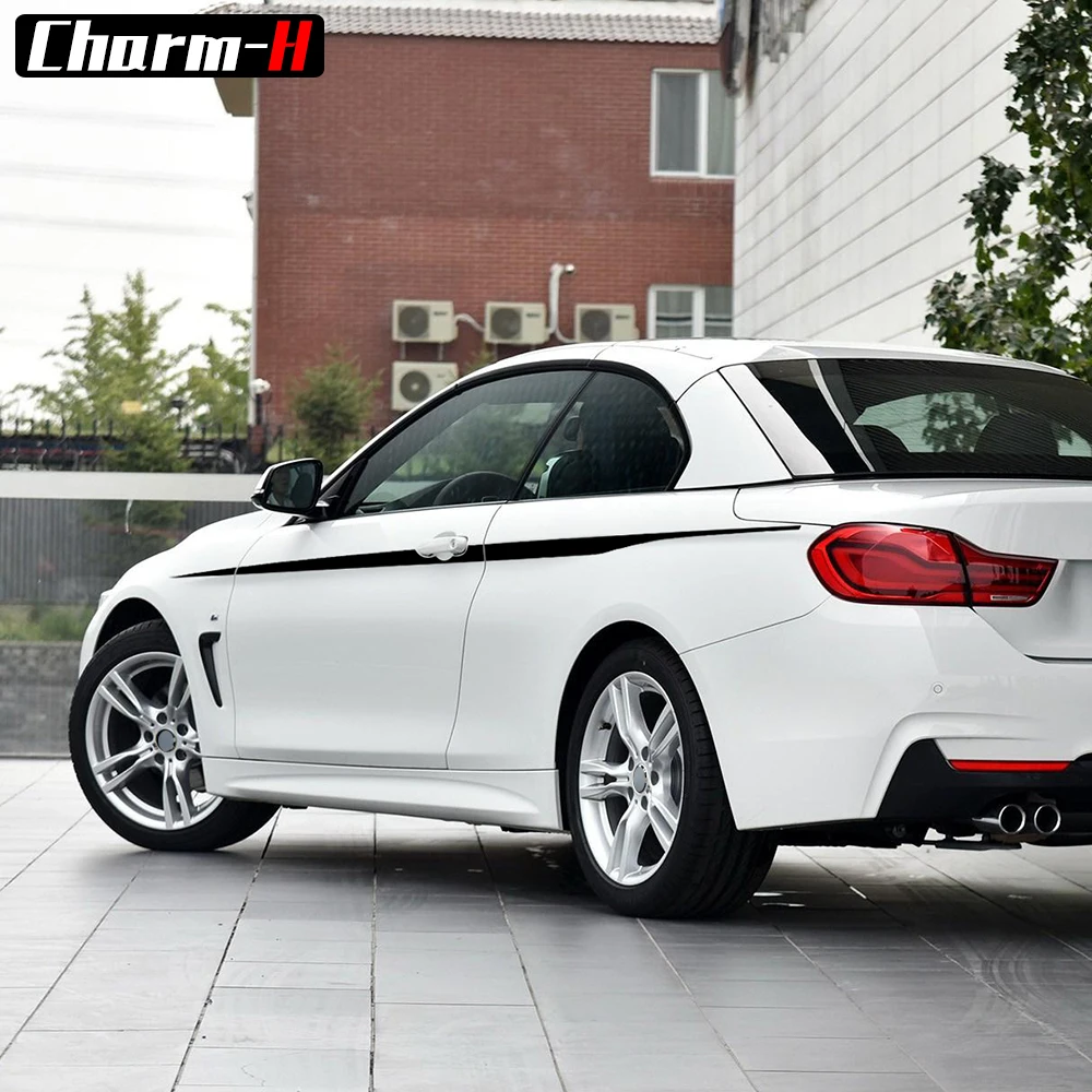 زوج من 5d الكربون الألياف/معان/ماتي الأسود m الأداء الجانب الباب سباق سترايبس الشارات الفينيل ملصقا ل bmw 4 سلسلة f32 f33