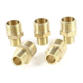 

5 Pcs 1/4 inch PT to 1/8 inch PT Male Thread Brass Straight Pipe Coupling Fitting