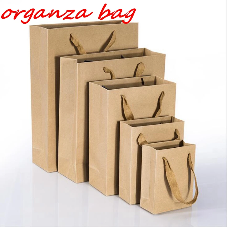 

10Pcs/lots Environmental protection Kraft paper tote bag tea bag clothing shopping bag honey gift bag v20