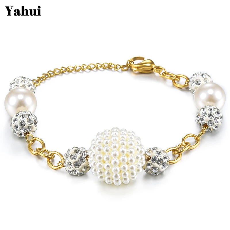 

YaHui stainless steel bracelets bangles for women adjustable pearl bracelet beads bracelet accessories jewelry best friend