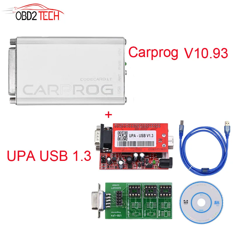 Автомобильный прог ПОЛНЫЙ V10.93 Профессиональный Carprog инструмент для ремонта с UPA USB v1.3 программатор Основной блок UPA USB адаптер ECU Chip Tunning - Цвет: upa with carprog