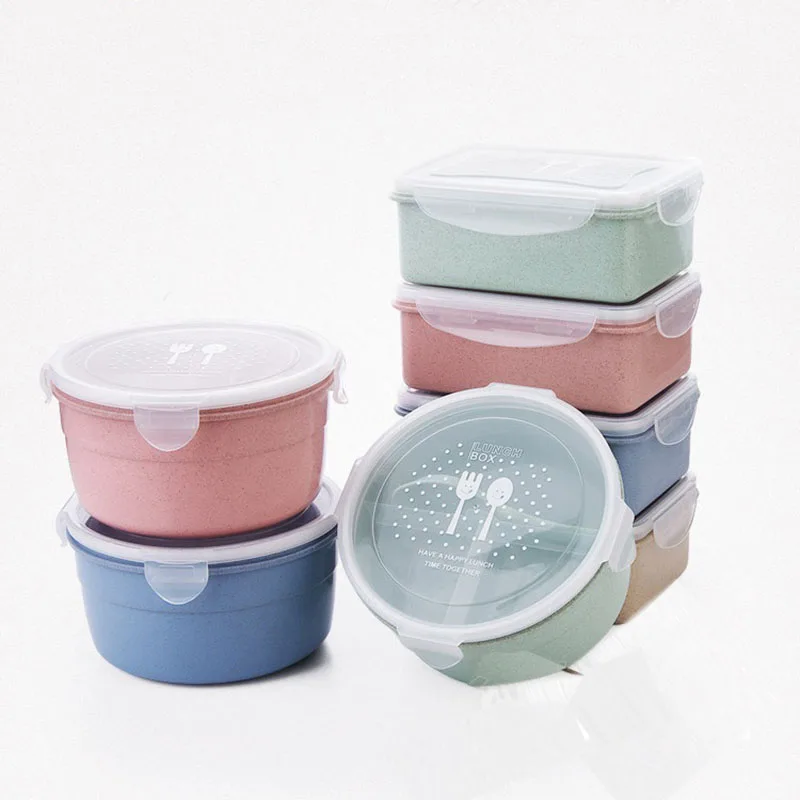 

Household Round Mini Plastic Crisper Kitchen Food Container Leakproof Rectangular Lunch Box for Kids Bento Box for School Picnic