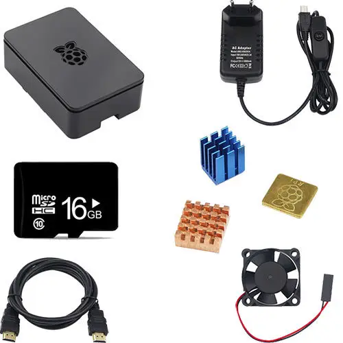 Bundle 4 Для Raspberry Pi 3B+/3/2 Комплект ABS корпус+ вентилятор охлаждения+ Мощность адаптер с переключателем+ теплоотвод+ кабель HDMI+ SD картой памяти на 16 Гб - Цвет: Bundle 4