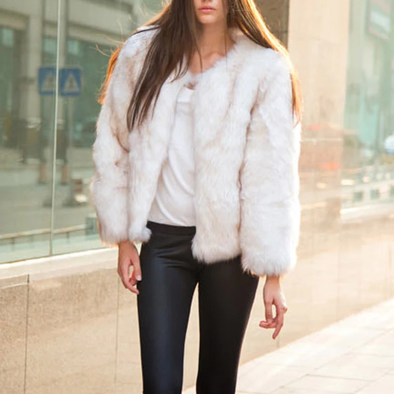 80cm Women's Winter Whole Natural Fur Jacket Female Real