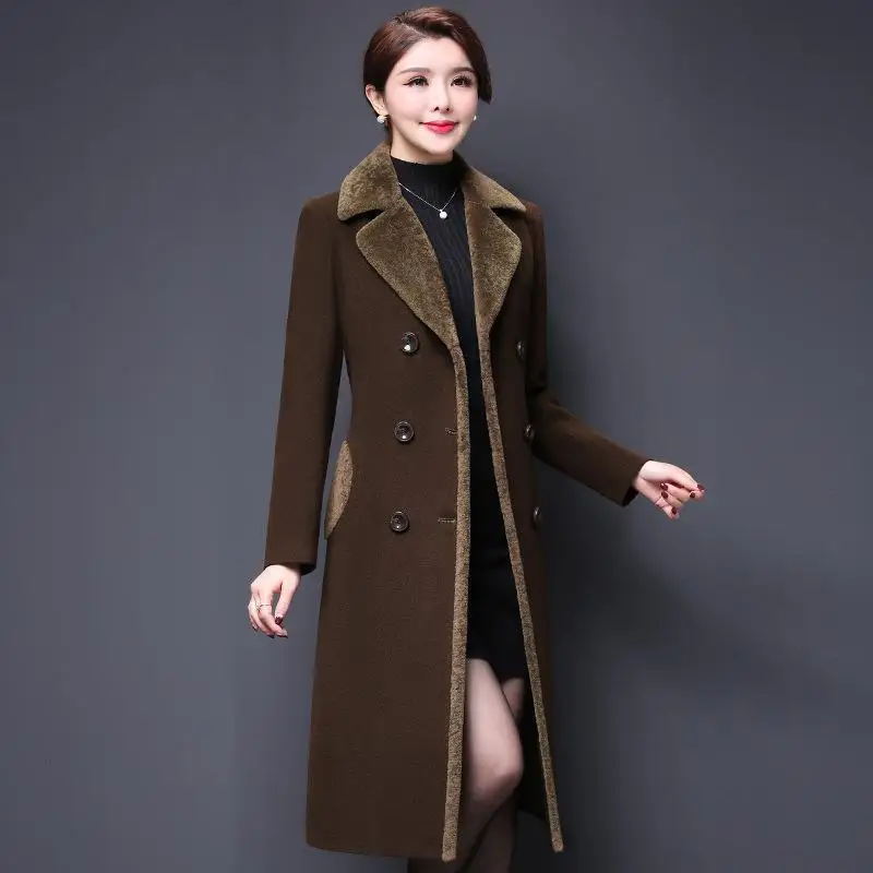 Wool coat women 2019 new fashion spring and autumn plus velvet long ...