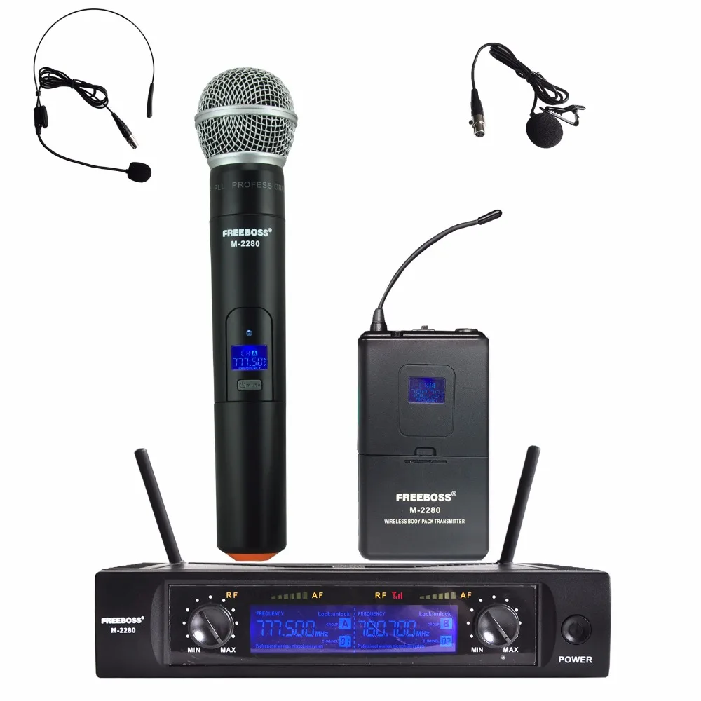Freeboss M 2280H UHF Dual Channel Mic Transmitter Professional Karaoke