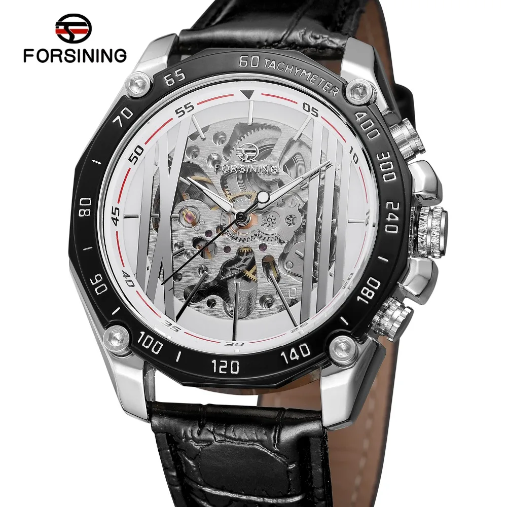 Forsining 2019 New Military Sport Design Automatic Transparent Silver Stainless Steel Mens Mechanical Watches | Наручные часы